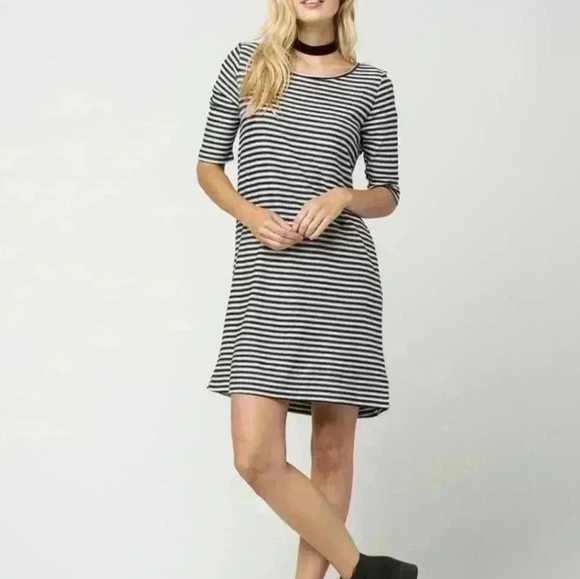 We The Free Dress Free People Striped Frenchie Tee Black and White Dress Sz SP - Picture 15 of 15